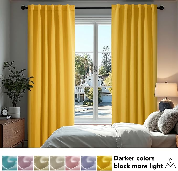 Deconovo Blackout Curtains, Thermal Insulated, W52 x L95 2 Panels, Back Tab - Image 4