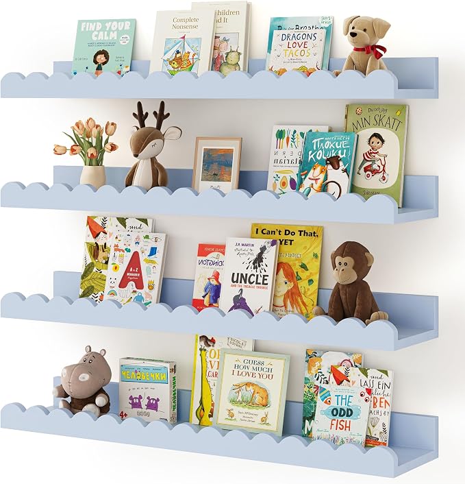 Shario Nursery Book Shelves, Scalloped Shelves, Wall Book Shelves by Shario