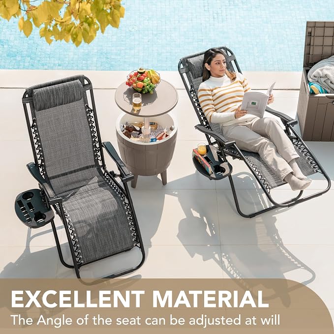Devoko Patio Zero Gravity Chair Outdoor Folding Adjustable Reclining Chairs - Image 4
