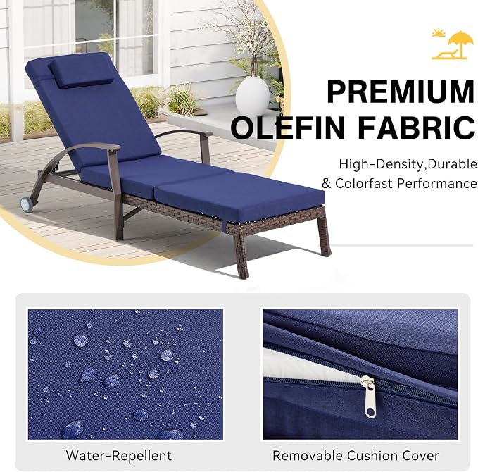 Outdoor Chaise Lounge Chairs Set of 2 - Image 4