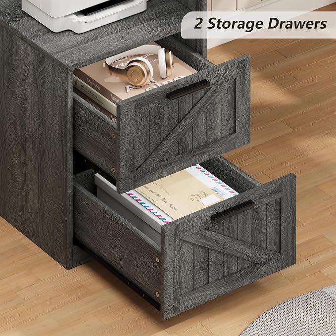 YOMILUVE 63" Farmhouse L Shaped Executive Desk - Image 5