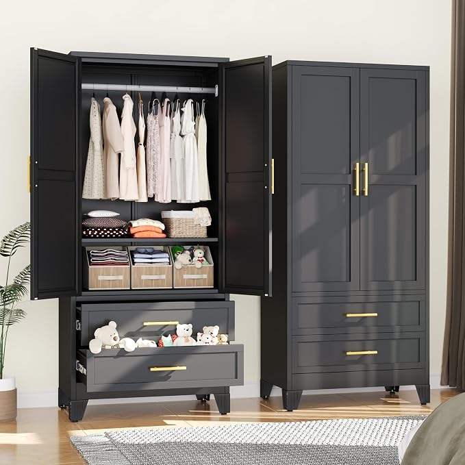 erosoei Metal Armoire Wardrobe Closet, 71 "Metal Clothing Storage Cabinet - Image 8