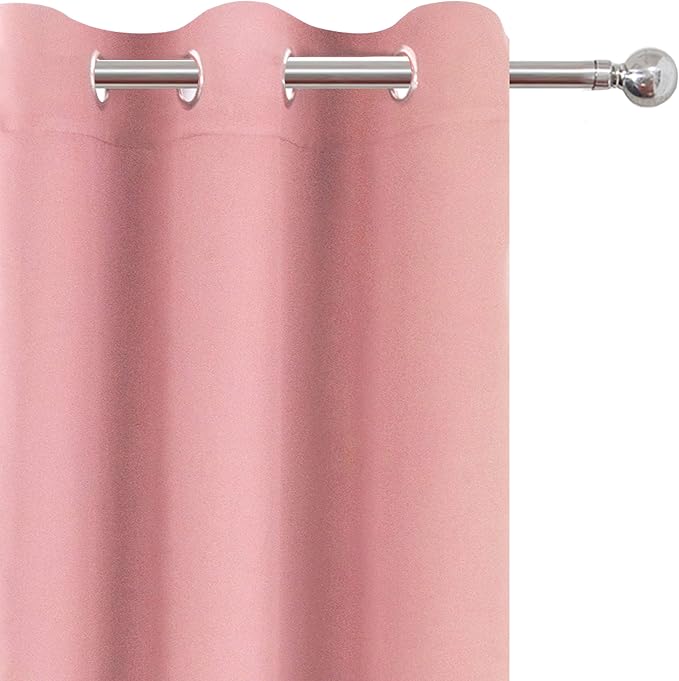 LEMOMO Pink Blackout Curtains/42 x 84 Inch/Set of Two Panels Grommet Bedroom - Image 7