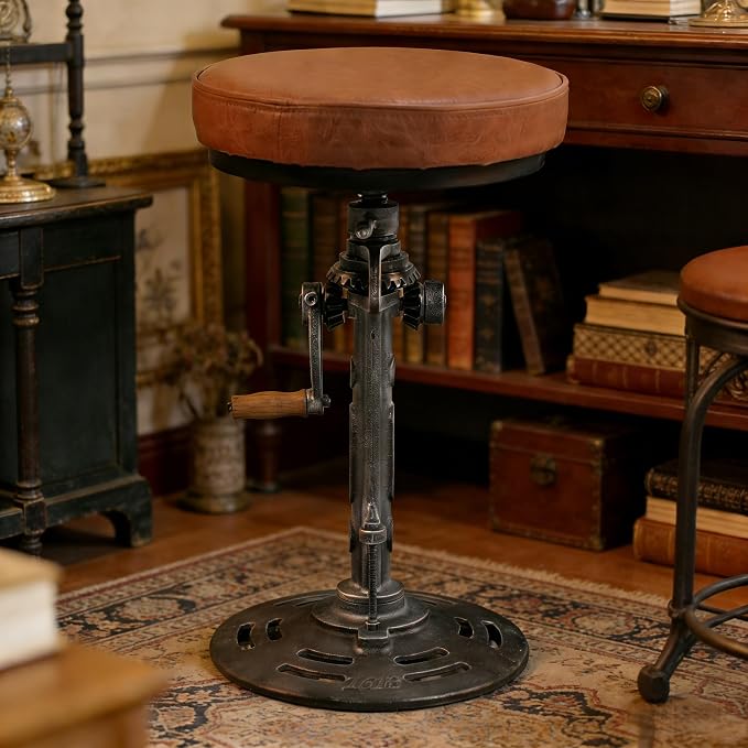 LOKKHAN American Antique Steampunk Deco Vintage Industrial Bar Cafe Stool - Image 7