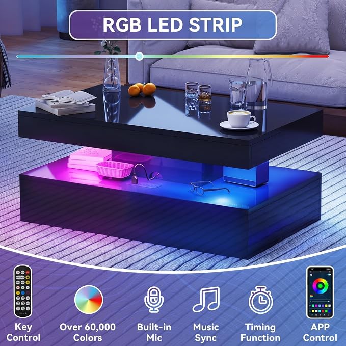 2-Piece Modern Living Room Table Set, Includes High Gloss 70" Fireplace TV - Image 7