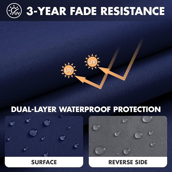 MIULEE Navy Outdoor Seat Cushion 22x22 Inch Waterproof & 3 Year Fade Resistant - Image 3