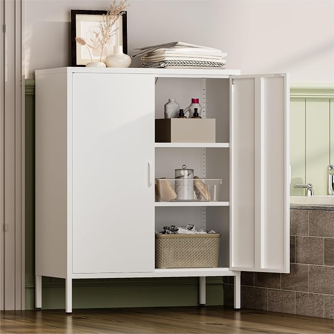 YAUWOH Metal Cabinet with 2 Doors and 4 Shelves，39.96" Tall Steel Office Cabinet - Image 3