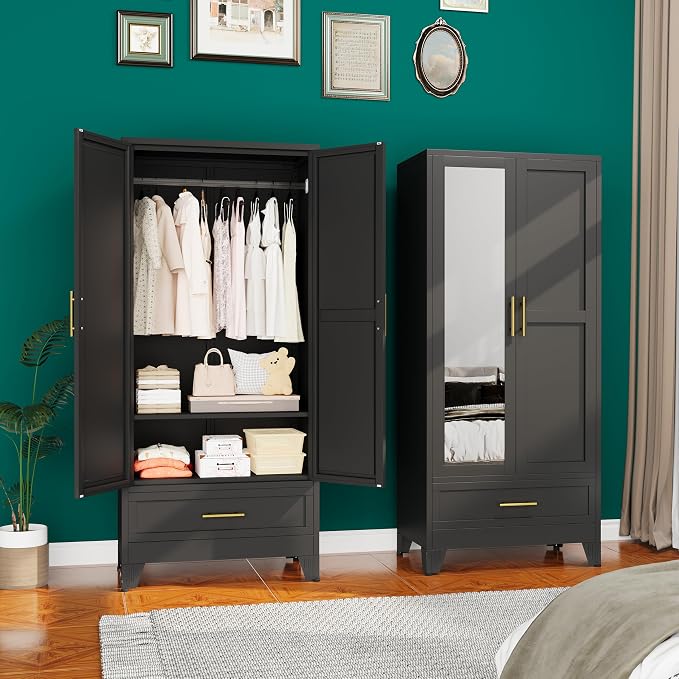 erosoei 71" H Metal Armoire Wardrobe Closet by erosoei