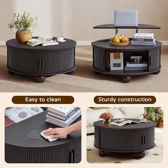 Round Lift Top Coffee Table - Image 8