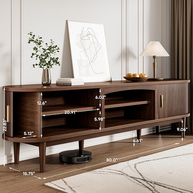 Decofy Mid Century TV Stand for TVs up to 90 Inches, Entertainment Center - Image 2