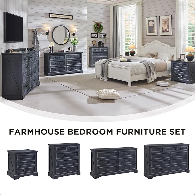ACCOHOHO Farmhouse Nightstands Set of 2, 22 Inch Wide End Table - Image 4