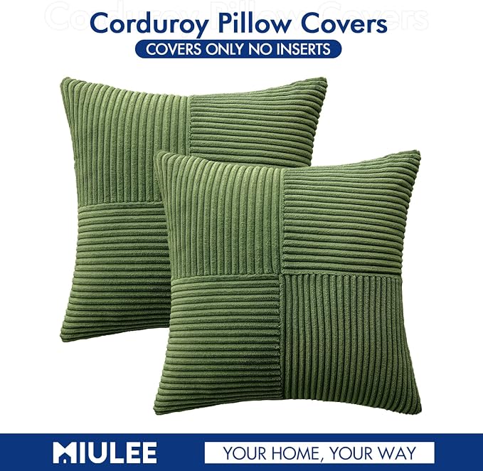 MIULEE Moss Green Decorative Throw Pillow Covers 20x20 Inch - Image 6