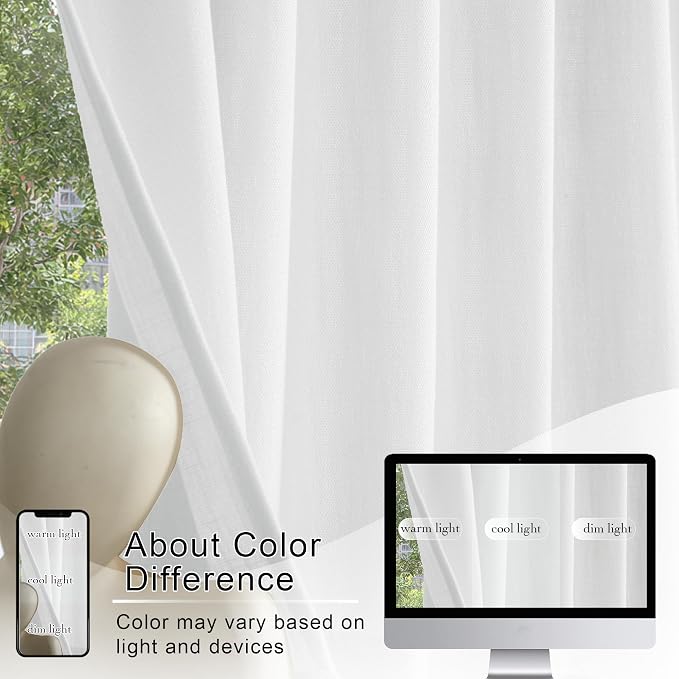 RYB HOME Short Cafe Curtains Faux Linen Blended Light Filtering Privacy Protect - Image 7