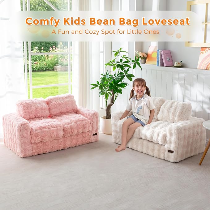 MAXYOYO Extra Wide Kids Bean Bag Chair, Comfy Bubble Fabric Bean Bag Sofa - Image 3