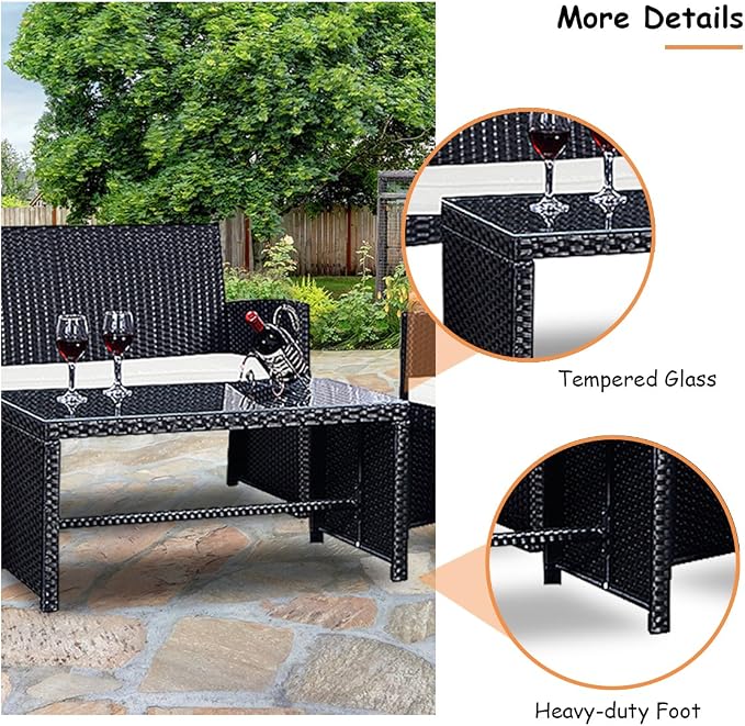 Goplus 4-Piece Rattan Patio Furniture Set, Outdoor Wicker Conversation Sofa - Image 4