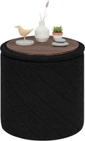 PINPLUS Ottoman with Stroage Round Boucle Ottoman and Tray Sherpa Removable by PINPLUS