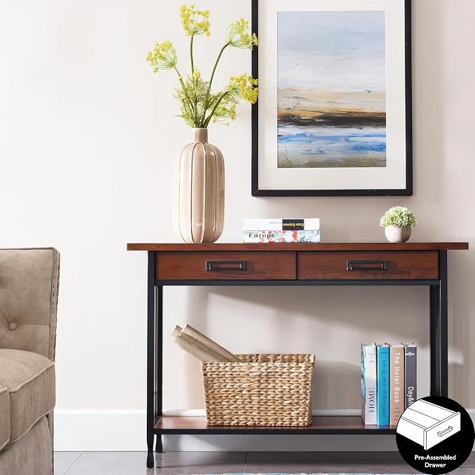 Leick Home 11233 Ironcraft Rustic Two Drawer Hall Console Sofa Table - Image 2