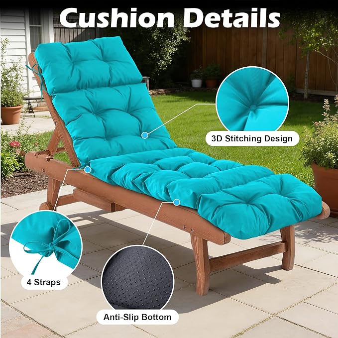 Chaise Lounge Cushions Outdoor, Waterproof & Fade Resistant Patio Lounge Chair - Image 5