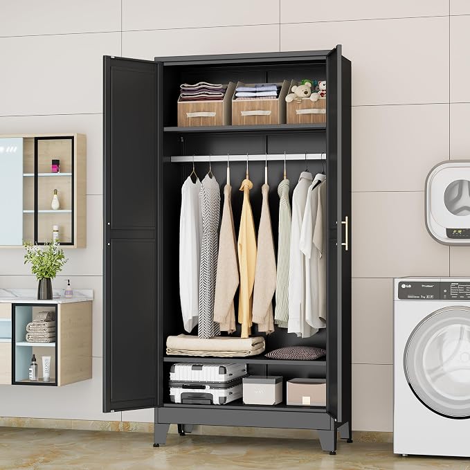 erosoei 71 "Metal Armoire Wardrobe Closet, Steel Clothing Storage Cabinet - Image 7