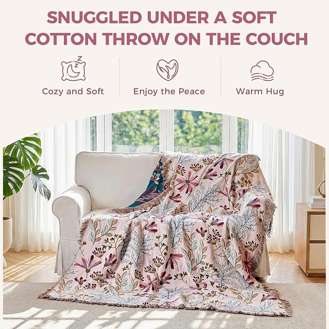 LUTBM Boho Throw Blanket for Bed Cotton Summer Blankets Bedroom Living Room - Image 4