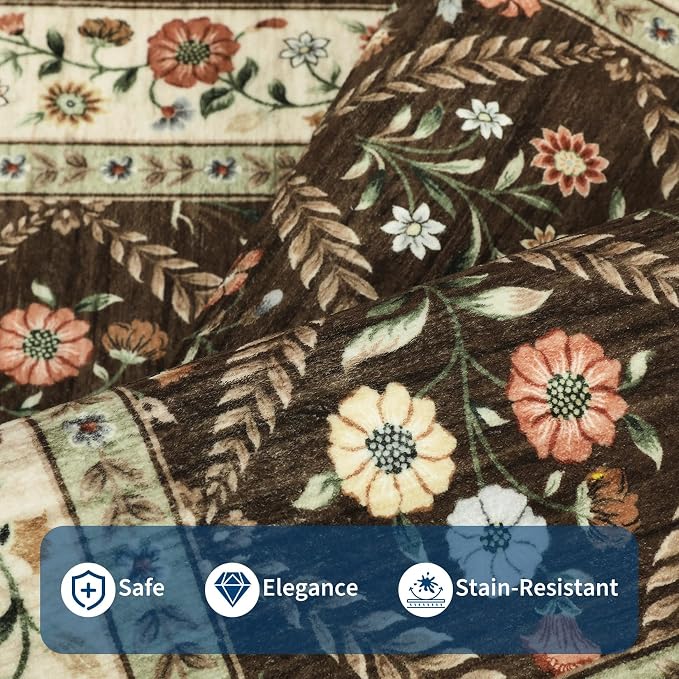GarveeHome 8x10 Washable Large Living Room Rug Water Resistant Distressed - Image 4