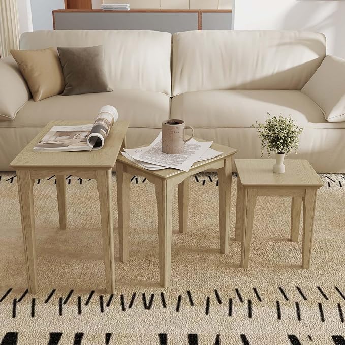 Kmax Nesting Tables Set of 3, Small Sofa Side Table Rustic Stacking End Table - Image 3