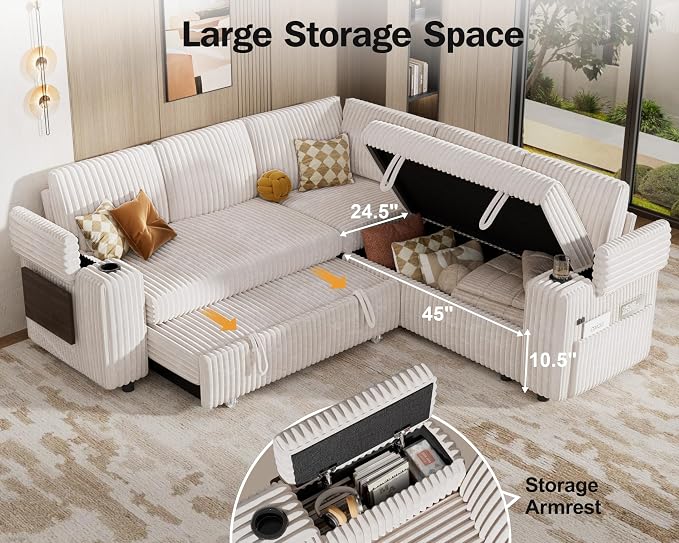 Vipbear 86" Modular Sectional Sleeper Sofa - Image 5