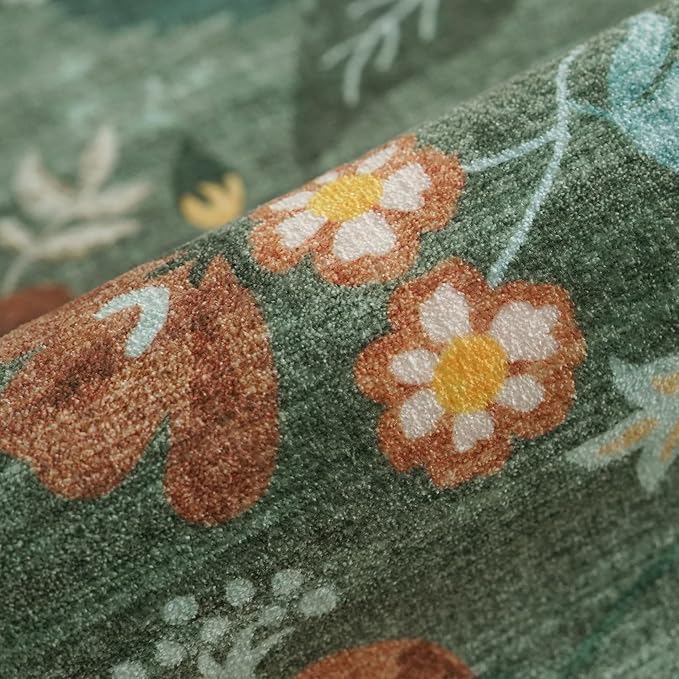 Washable Floral 2x3 Area Rug: Indoor Soft Scalloped Carpet - Image 5