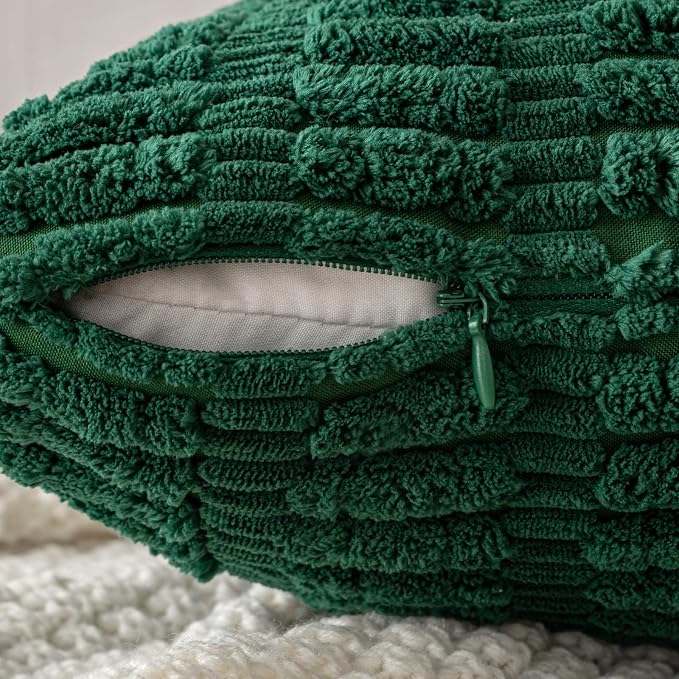 MIULEE Pack of 2 Dark Green Corduroy Decorative Euro Sham Pillow Covers 24x24 - Image 5