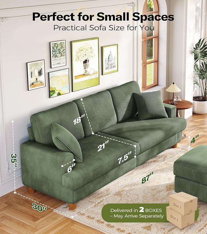 Kidirect 87in L Shaped Couch, Modular Sofa No Tool Assembly, Comfy Sectional - Image 2