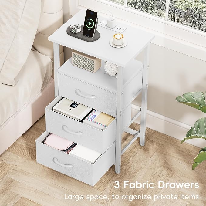 Vagusicc Night Stand with Charging Station, LED Nightstand - Image 9