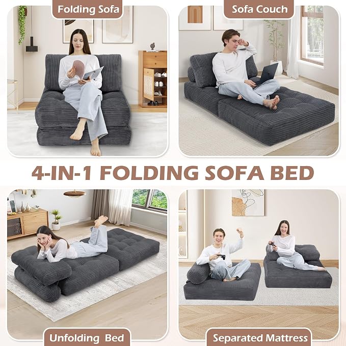 Folding Sofa Bed, Convertible Sleeper Chair - Image 7