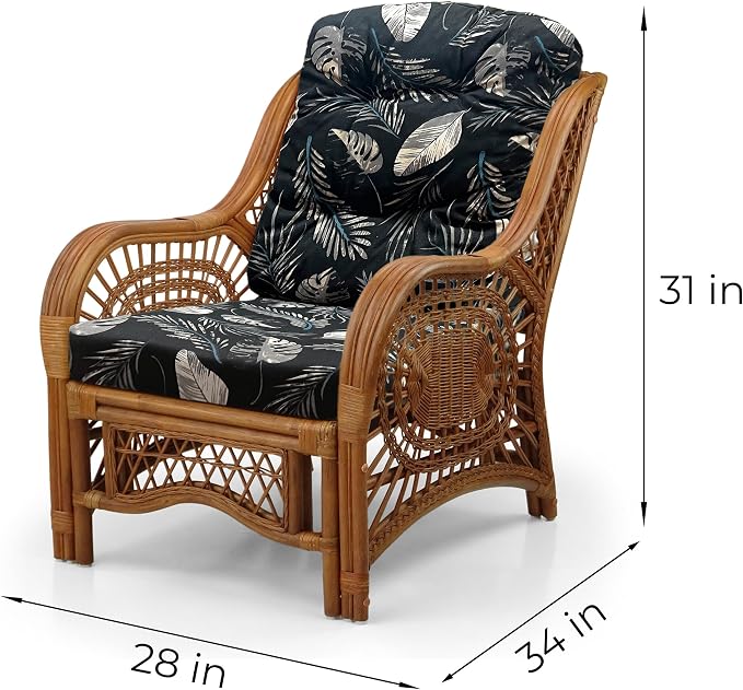 Malibu Lounge Set of 4: 2 Natural Rattan Wicker Chairs, Three-Seater Sofa and - Image 3