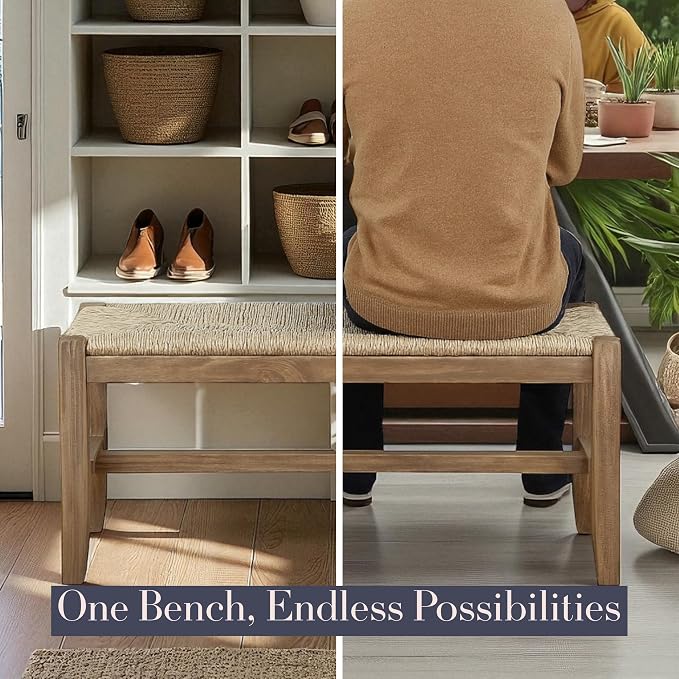 Alaterre Furniture Newport 40 Inch Solid Wood Entryway Bench - Image 8