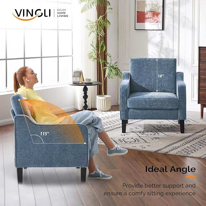 VINGLI Mid Century Modern Accent Chair Set of 2, Waiting Room - Image 4