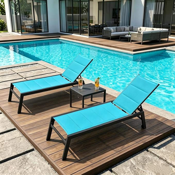 PURPLE LEAF Outdoor Chaise Lounge Set of 2 Aluminum Patio Lounge Chair by PURPLELEAF