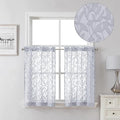 Lecloud Leia 2 PCS Light Grey Sheer Kitchen Curtains 36 Inch Length, Breathable by Lecloud