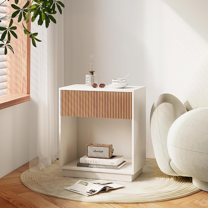 Fluted Nightstands Set of 2, Modern Bedside Table - Image 7