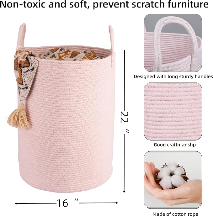 XUANGUO Cotton Rope Laundry Basket Hamper - Image 2