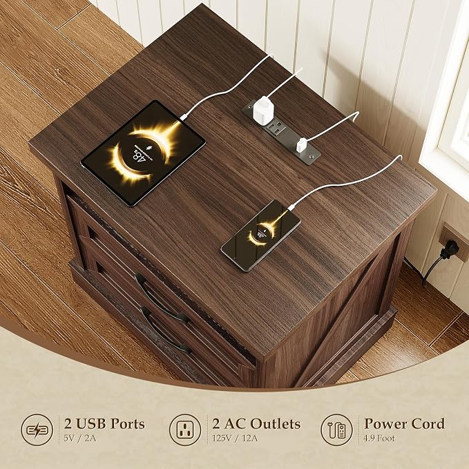 AODK 24 Inch Farmhouse Nightstand Set of 2, Bedside Tables - Image 3