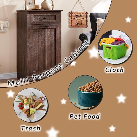 IFGET Tilt Out Trash Can Cabinet, 10 Gallon Farmhouse Laundry Hamper Cabinet - Image 4