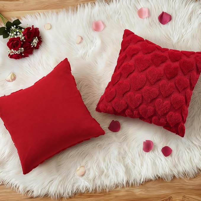 decorUhome Valentine’s Day Soft Plush Throw Pillow Covers 18x18 Inch Set of 2 - Image 4