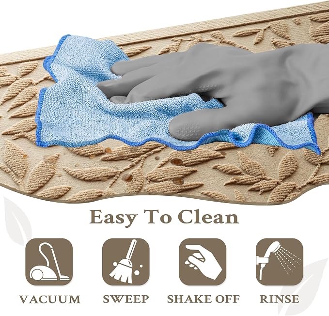 Beige Leaves Outdoor Indoor Entrance Door mat, Absorbent Durable Heavy Duty - Image 5