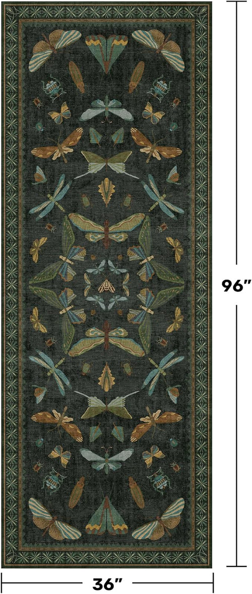 3x8 Dark Green Long Hallway Runner Rug - 8ft Washable Non Skid Wide Runner Rugs - Image 2