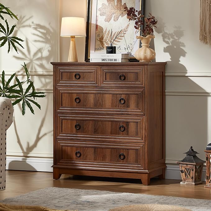 Joaxswe Farmhouse 5 Drawer Dresser - Image 3