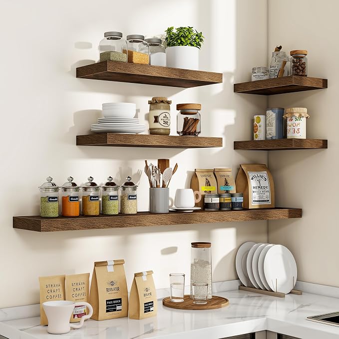 Acovy 48 Inch Floating Shelves, Wooden Shelves - Image 7