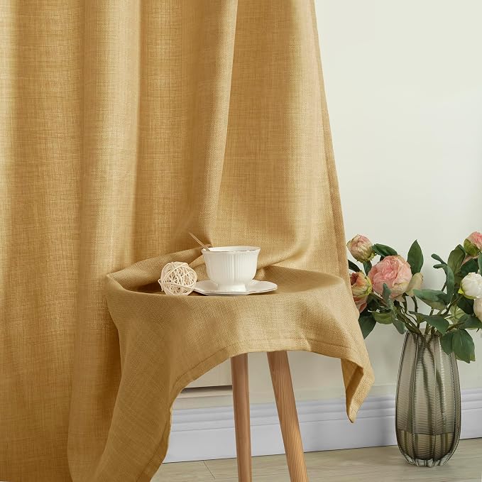 LAMIT Faux Linen Curtains for Bedroom, Grommet Thick Linen Drapes Light - Image 7