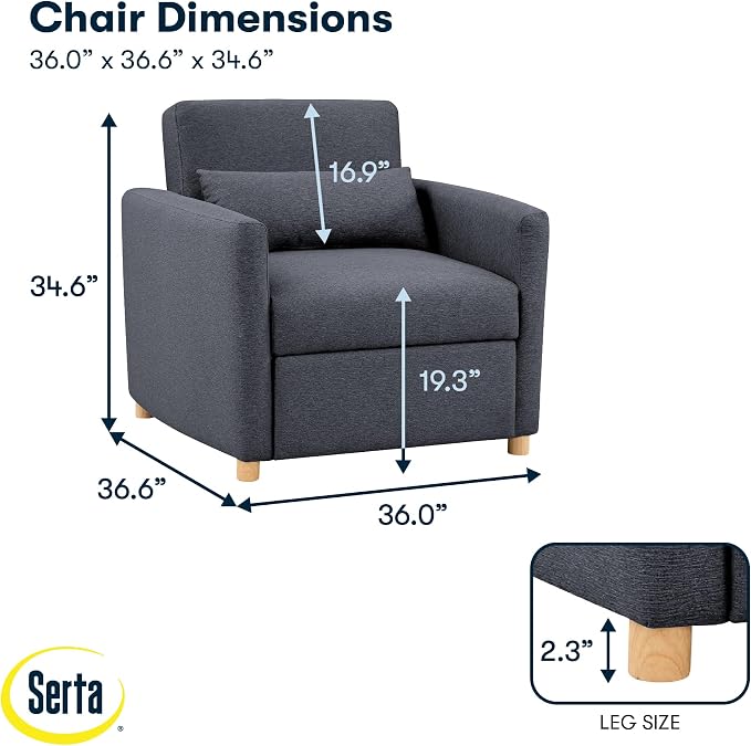 Serta® Corwin 36" Convertible Accent Chair, Dreamcoil® Comfort, FingerGuard® - Image 2