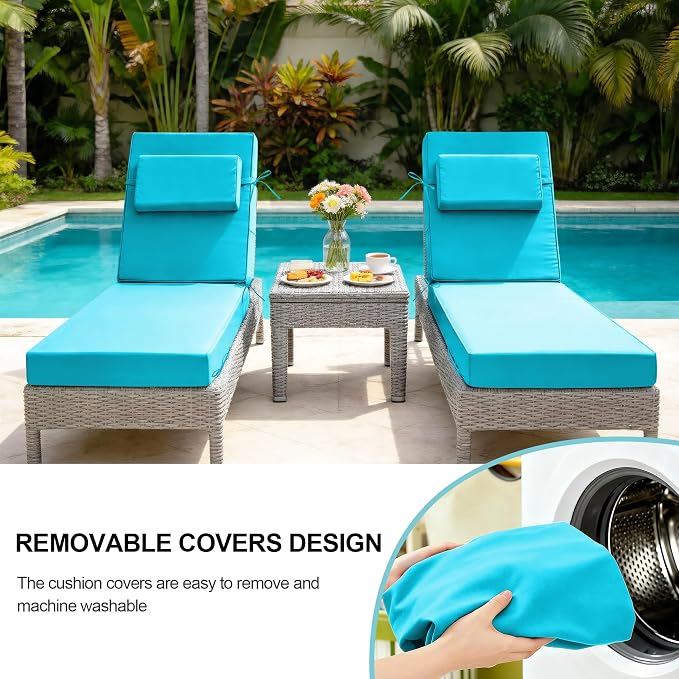 Chaise Lounge Cushions Outdoor 72x21x6 Inch, Fade Resistant 6'' Thicken Outdoor - Image 8