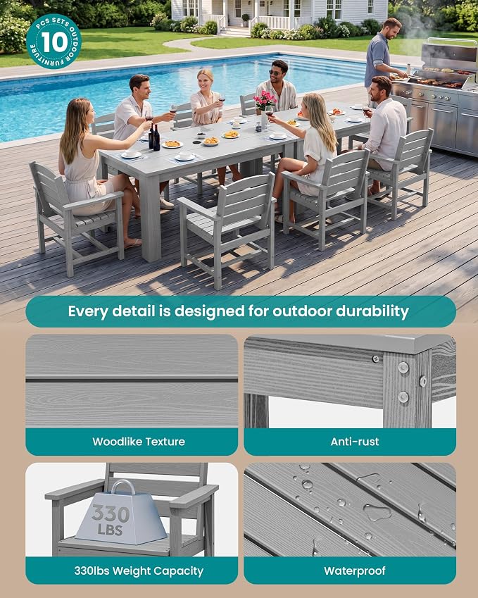 SERWALL Outdoor Dining Sets for 8, Outdoor Dining Sets for 8 Person - Image 2
